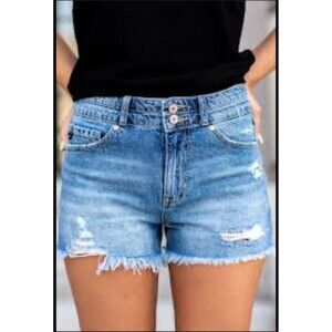 KanCan Women’s Button Fly Distressed High Rise Cut-Off Denim Jean Shorts Size 3